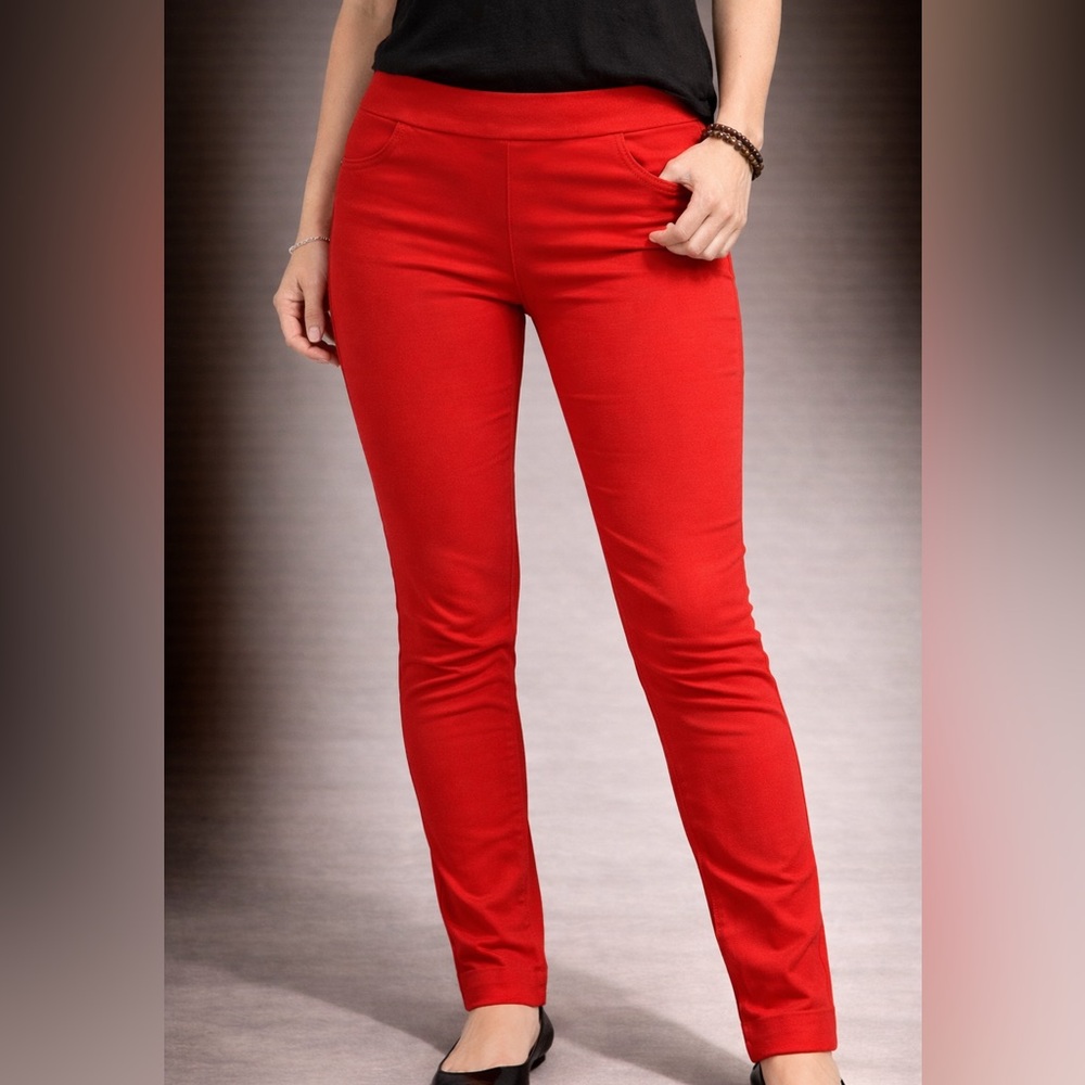 Anne Klein Red Skinny Ponte Pants